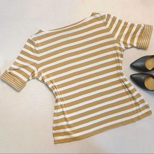 RALPH LAUREN Striped Boatneck Stretch Top